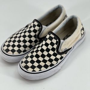 Vans Off The Wall Checkerboard Slip On Shoes Black White Size Womens 6 Mens 4.5.